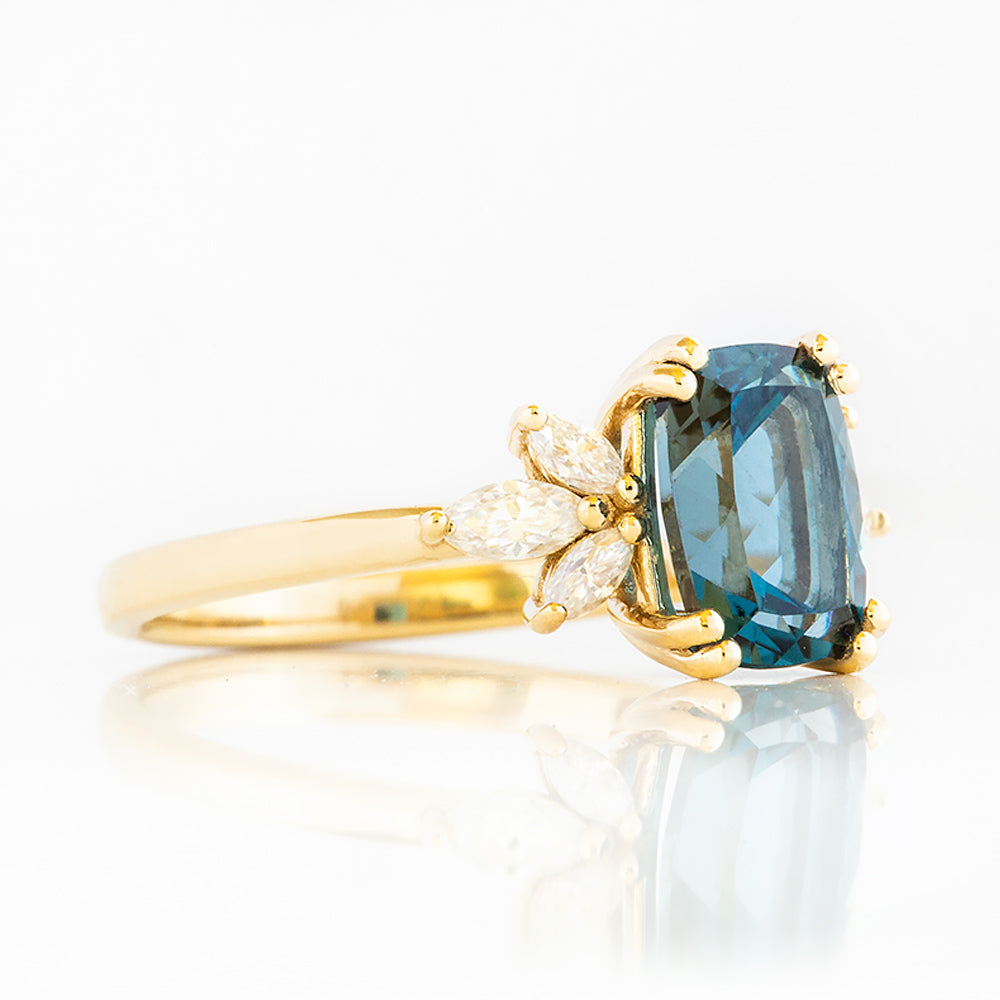 Rosalie, a London Blue Topaz and Lab Diamond Ring