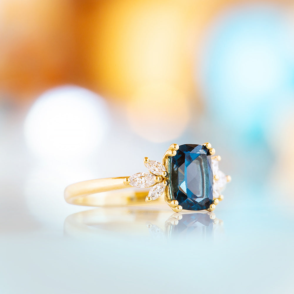 Rosalie, a London Blue Topaz and Lab Diamond Ring - Victoria's Jewellery