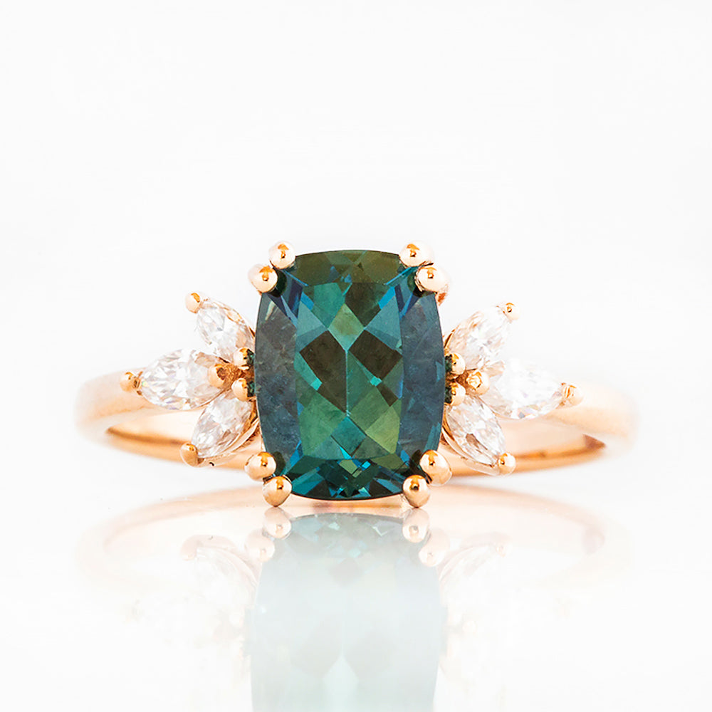 Rosalie, a London Blue Topaz and Lab Diamond Ring