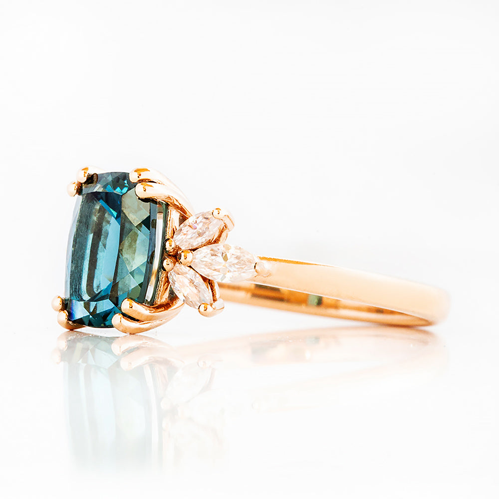 Rosalie, a London Blue Topaz and Lab Diamond Ring