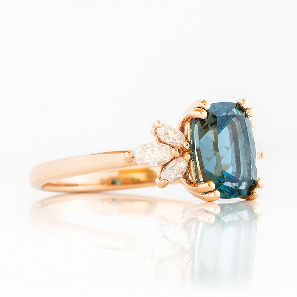 Rosalie, a London Blue Topaz and Lab Diamond Ring