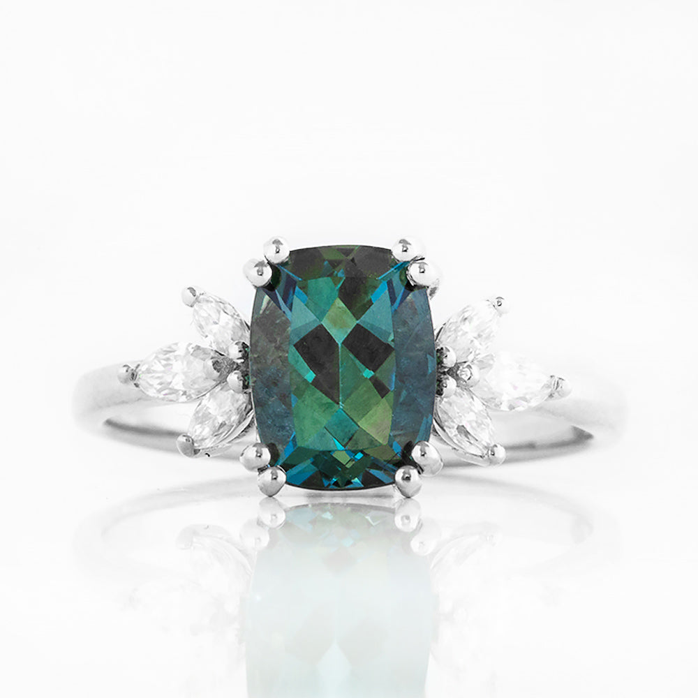Rosalie, a London Blue Topaz and Lab Diamond Ring