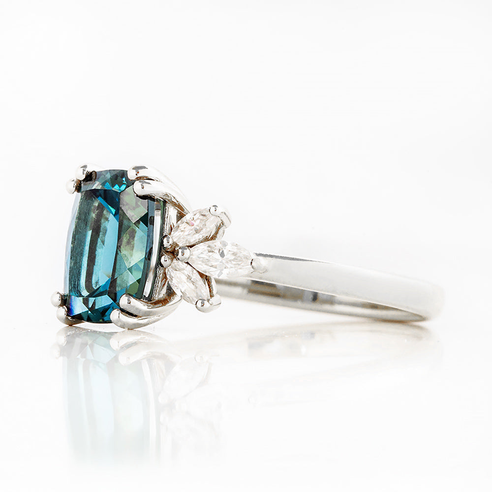 Rosalie, a London Blue Topaz and Lab Diamond Ring