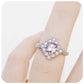 Cushion cut Morganite and Diamond Halo Engagement Ring - Victoria's Jewellery