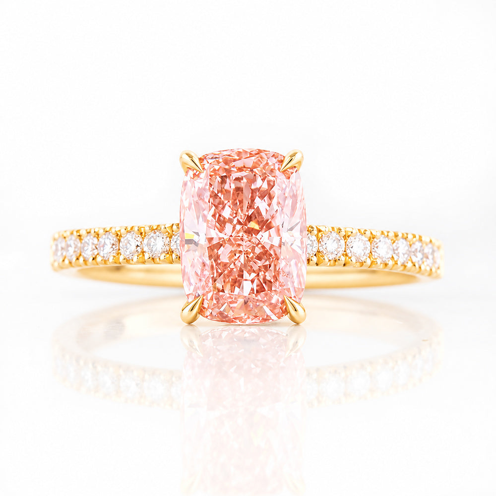 Emma, Cushion cut Pink Lab Diamond Ring - 2ct