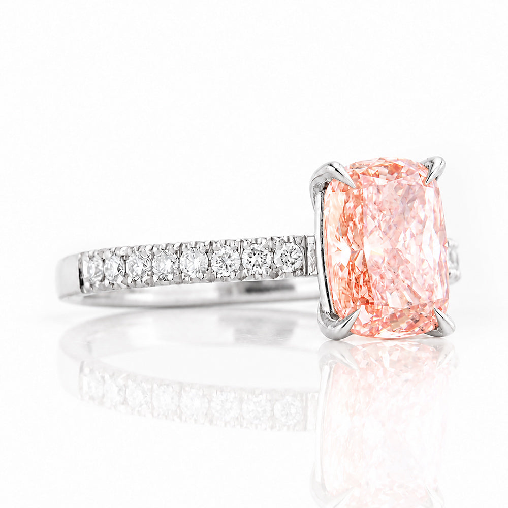 Emma, Cushion cut Pink Lab Diamond Ring - 2ct