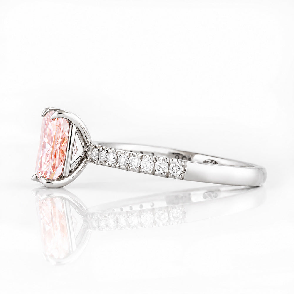 Emma, Cushion cut Pink Lab Diamond Ring - 2ct