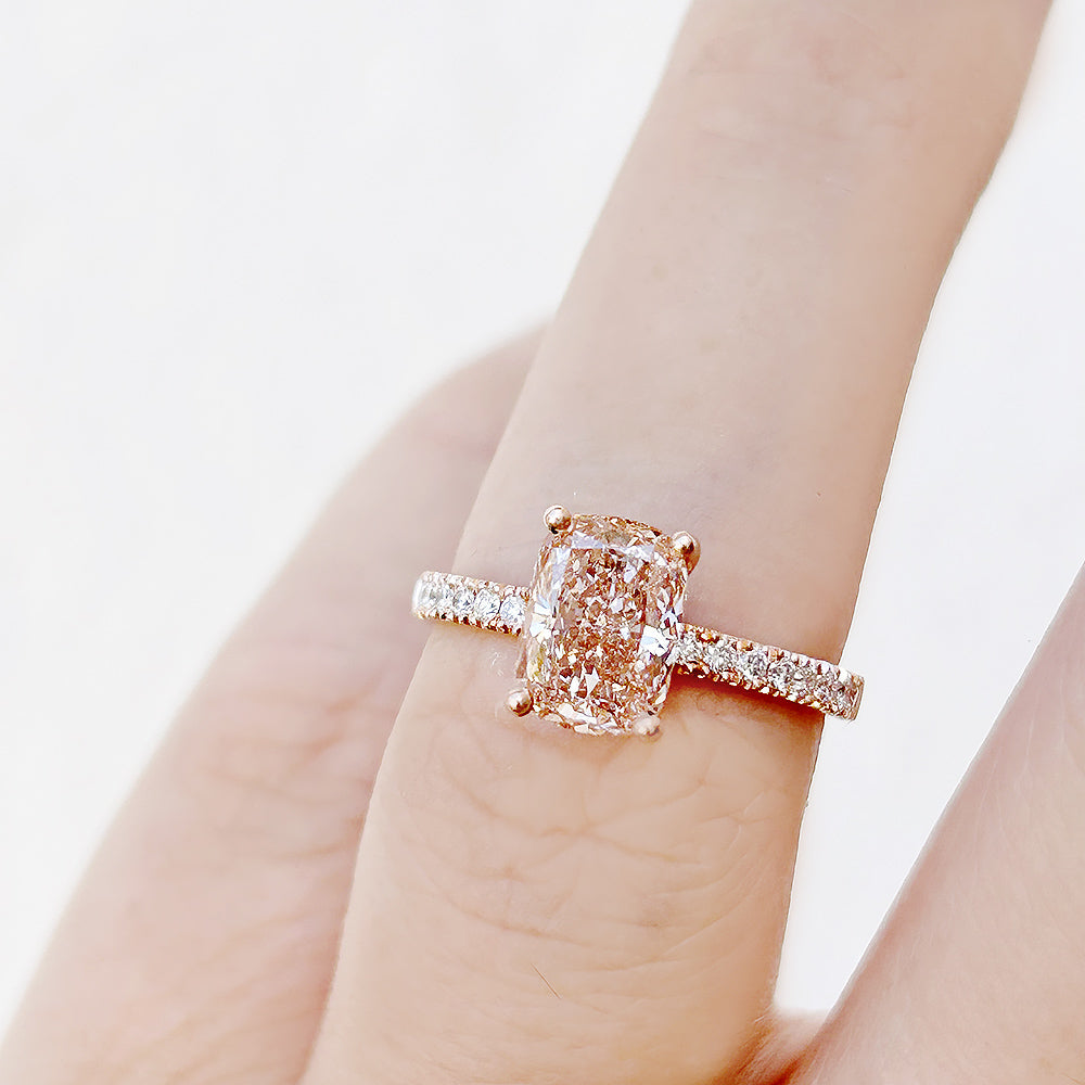 Emma, Cushion cut Pink Lab Diamond Ring - 2ct