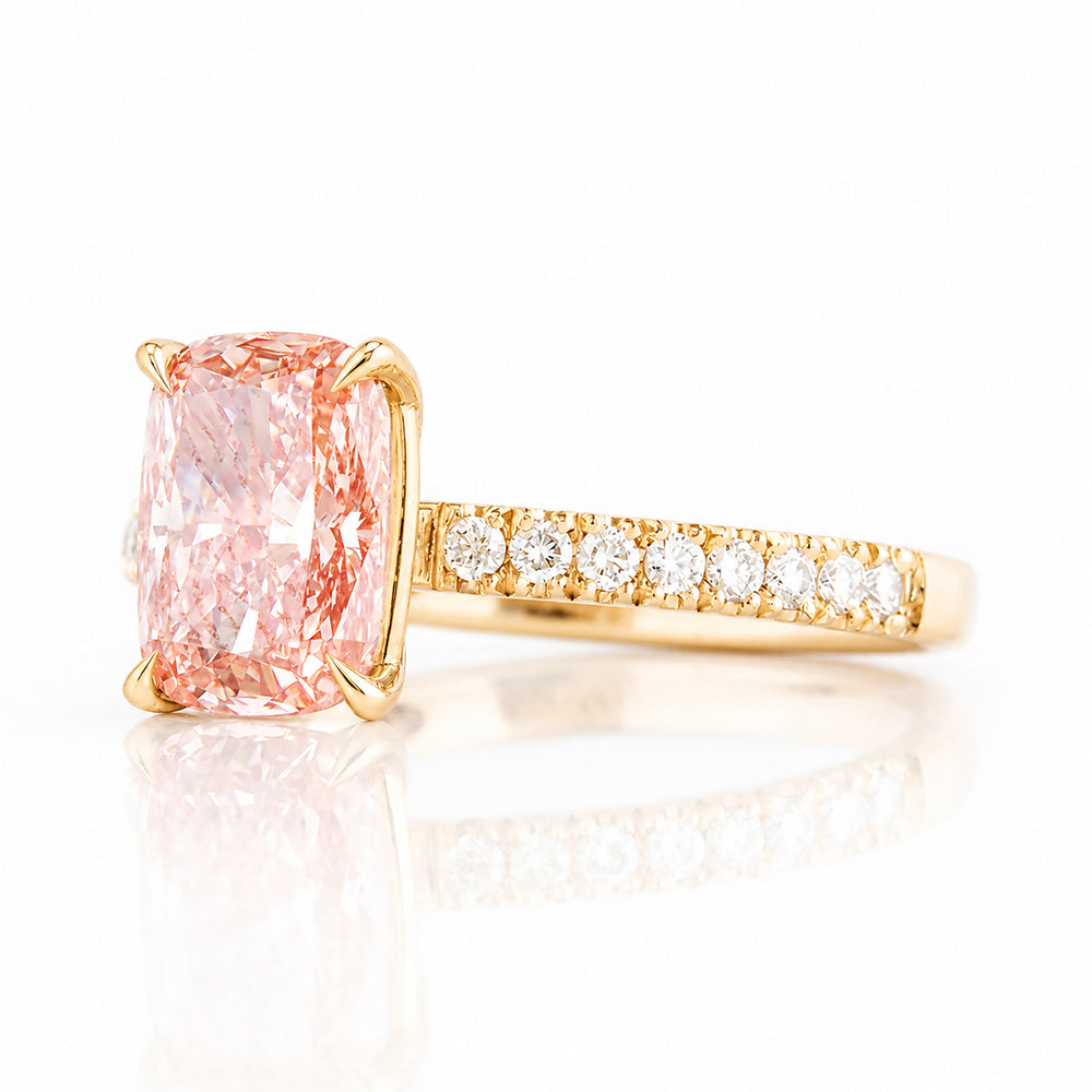 Emma, Cushion cut Pink Lab Diamond Ring - 2ct