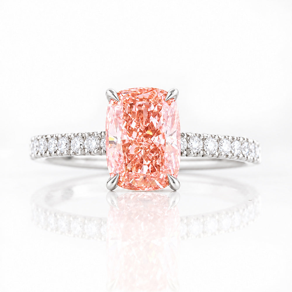 Emma, Cushion cut Pink Lab Diamond Ring - 2ct