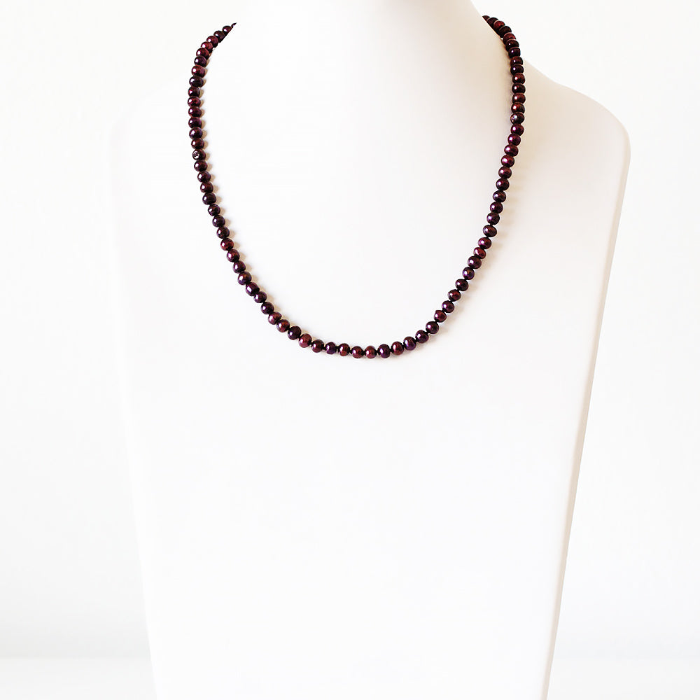 Deep Cherry Purple Fresh Water Pearl Necklace