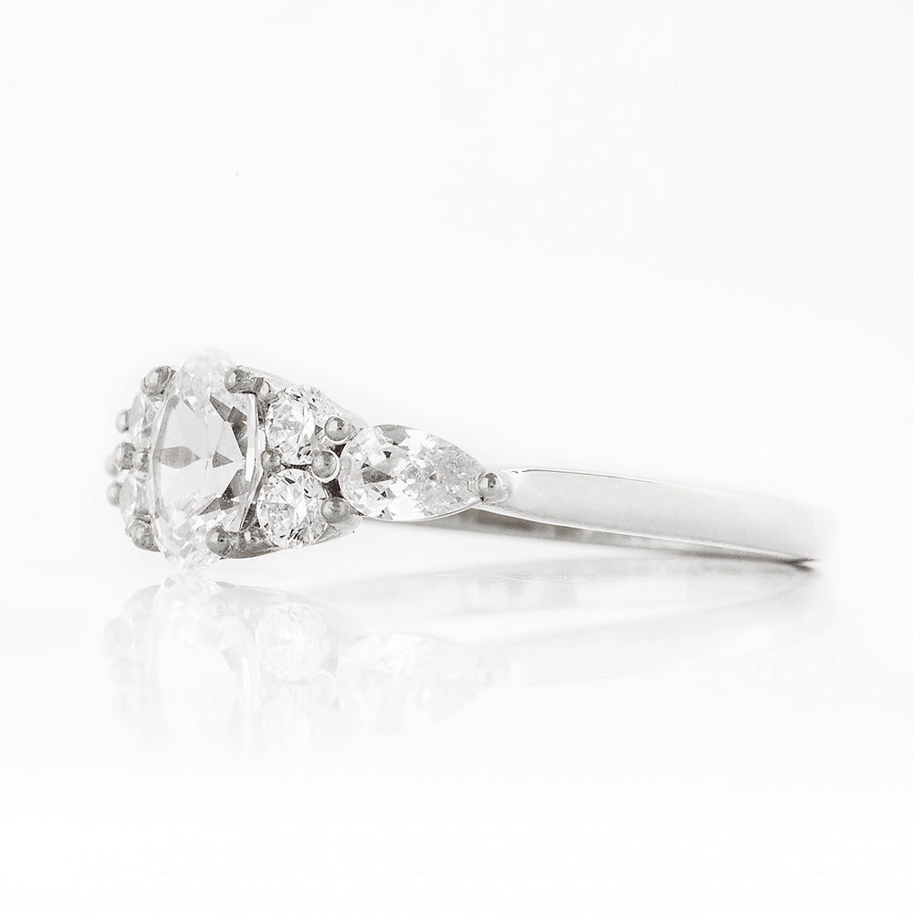 Oval cut Diamond cluster Engagement Ring in White Gold - Victoria's Jewellery