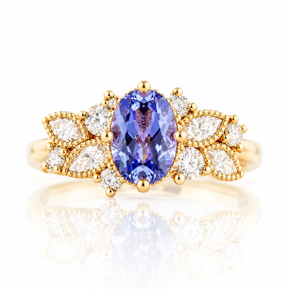 Zarah, a Blue and White Sapphire Engagement Ring - Victoria's Jewellery