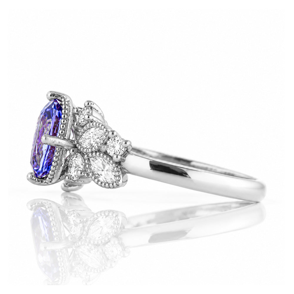 Zarah, a Blue and White Sapphire Engagement Ring - Victoria's Jewellery
