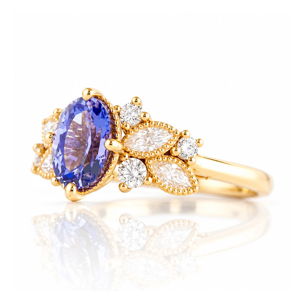 Zarah, a Blue and White Sapphire Engagement Ring - Victoria's Jewellery