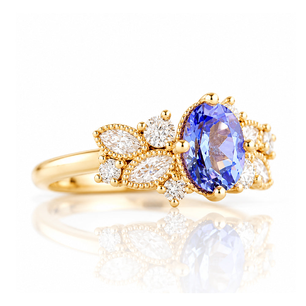 Zarah, a Blue and White Sapphire Engagement Ring - Victoria's Jewellery