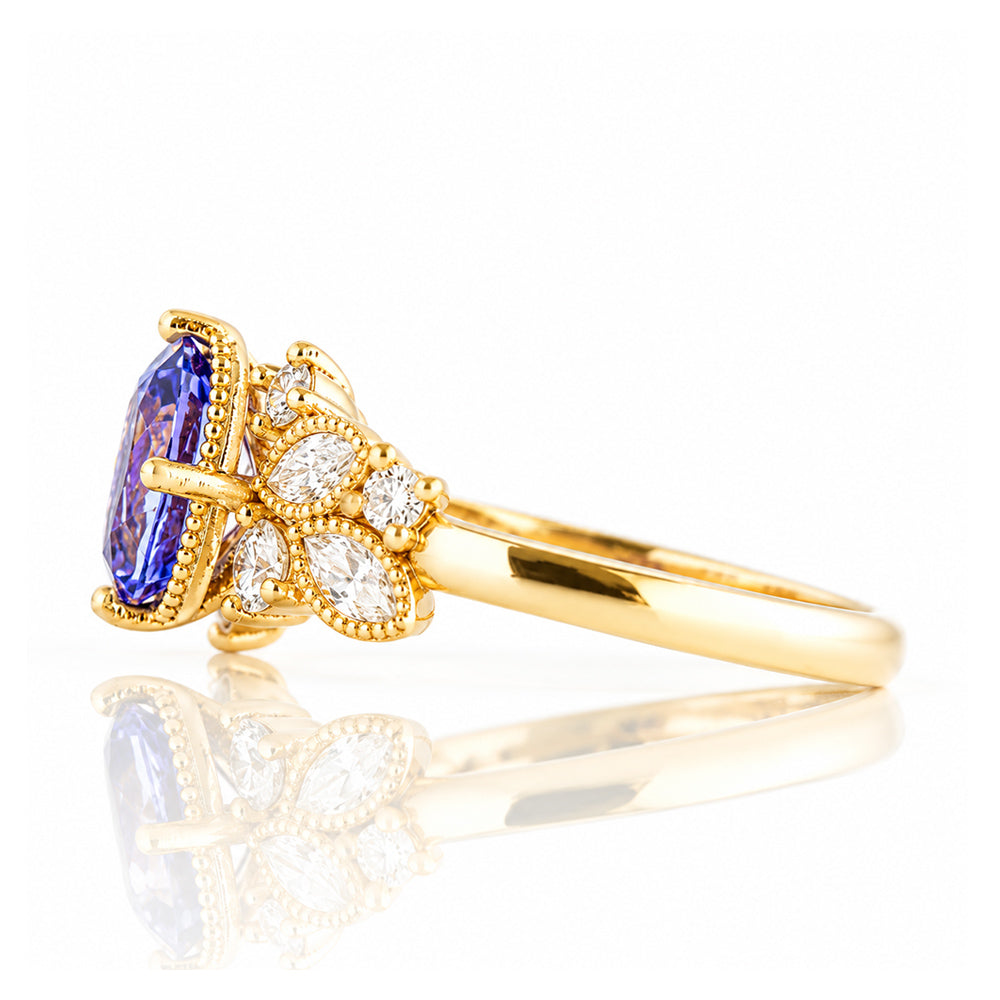 Zarah, a Blue and White Sapphire Engagement Ring - Victoria's Jewellery