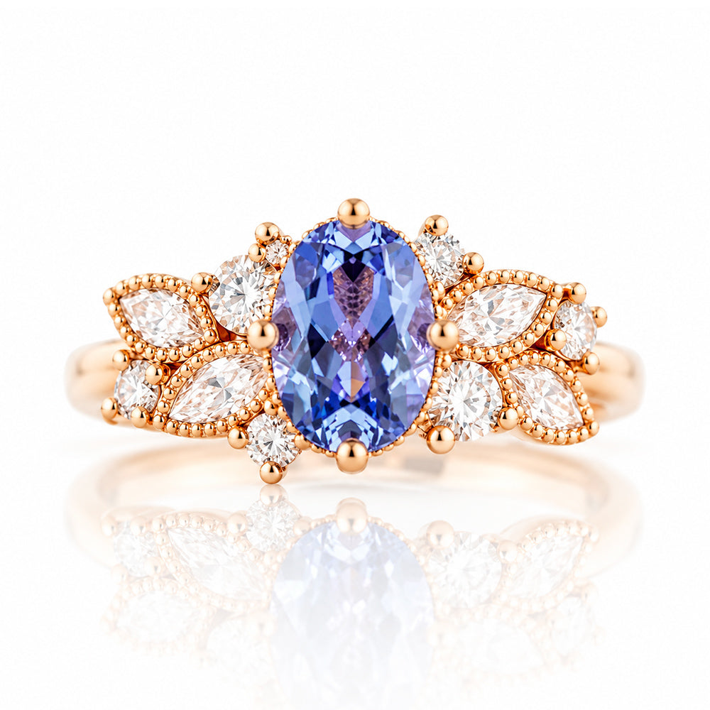 Zarah, a Blue and White Sapphire Engagement Ring - Victoria's Jewellery