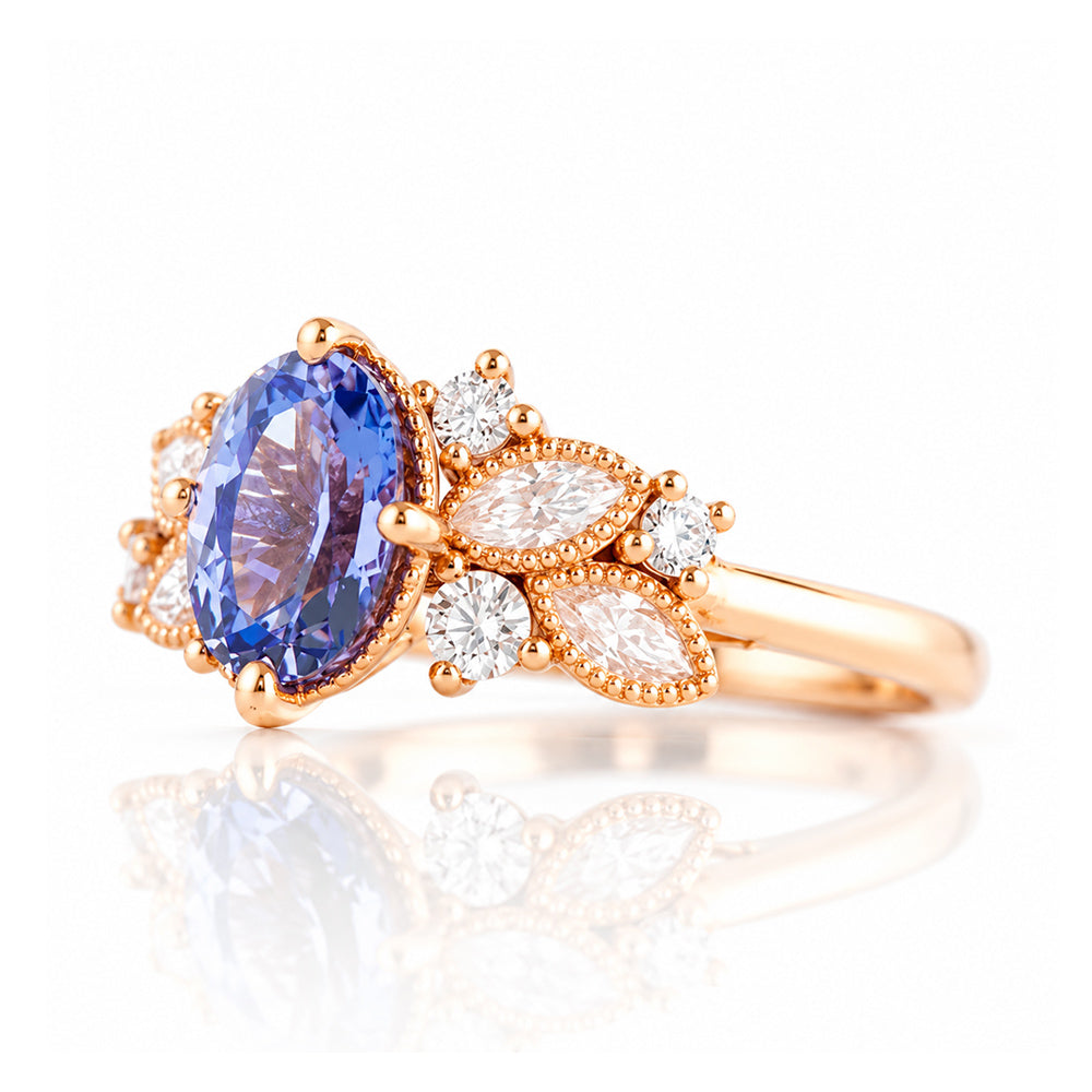Zarah, a Blue and White Sapphire Engagement Ring - Victoria's Jewellery
