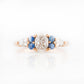 Diamond and Sapphire Trellis Cluster Engagement Ring in Rose Gold