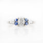 Diamond and Sapphire Trellis Cluster Engagement Ring in White Gold