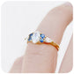 Diamond and Sapphire Trellis Cluster Engagement Ring in Yellow Gold