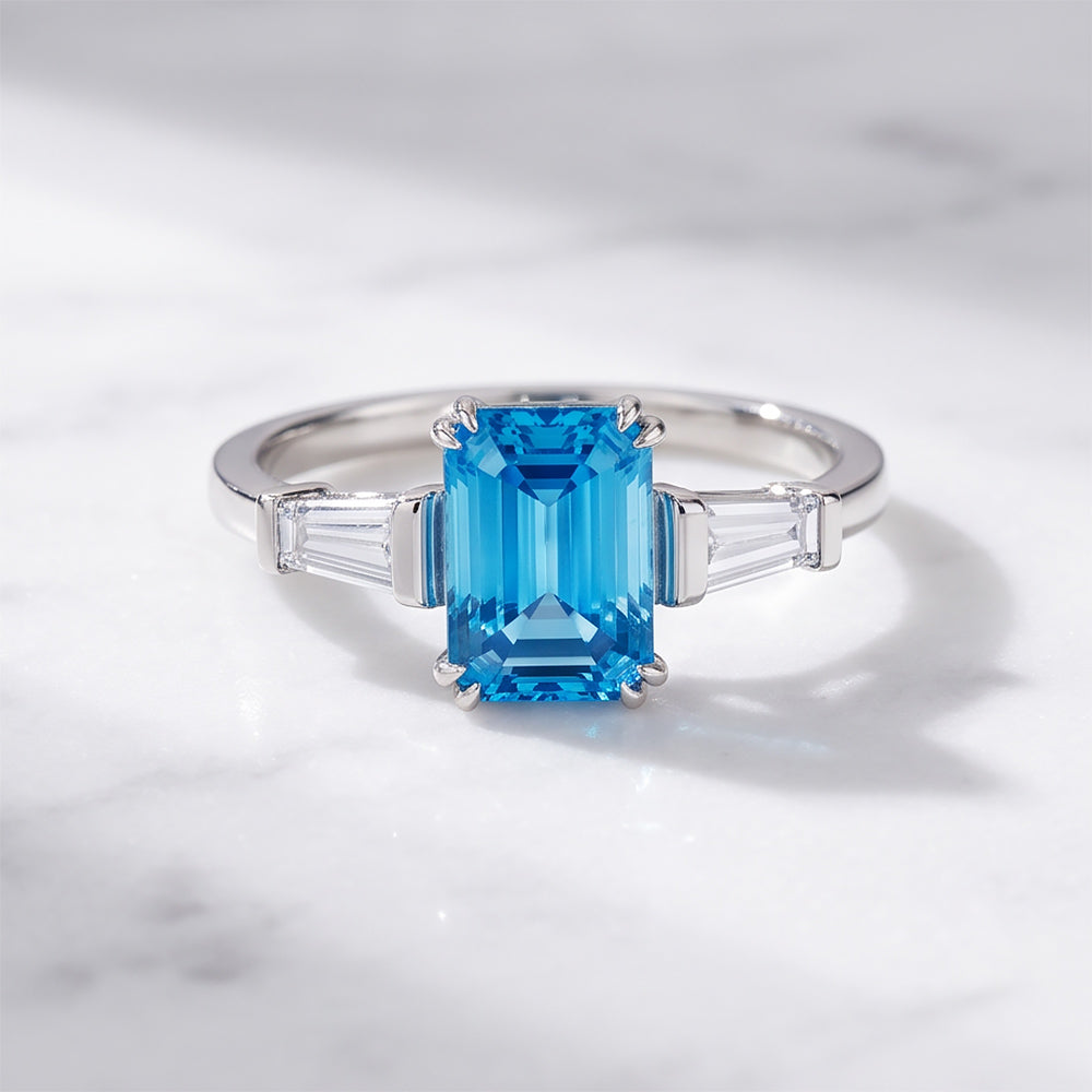 Carmen, a Blue Lab Diamond Trilogy Ring - Victoria's Jewellery