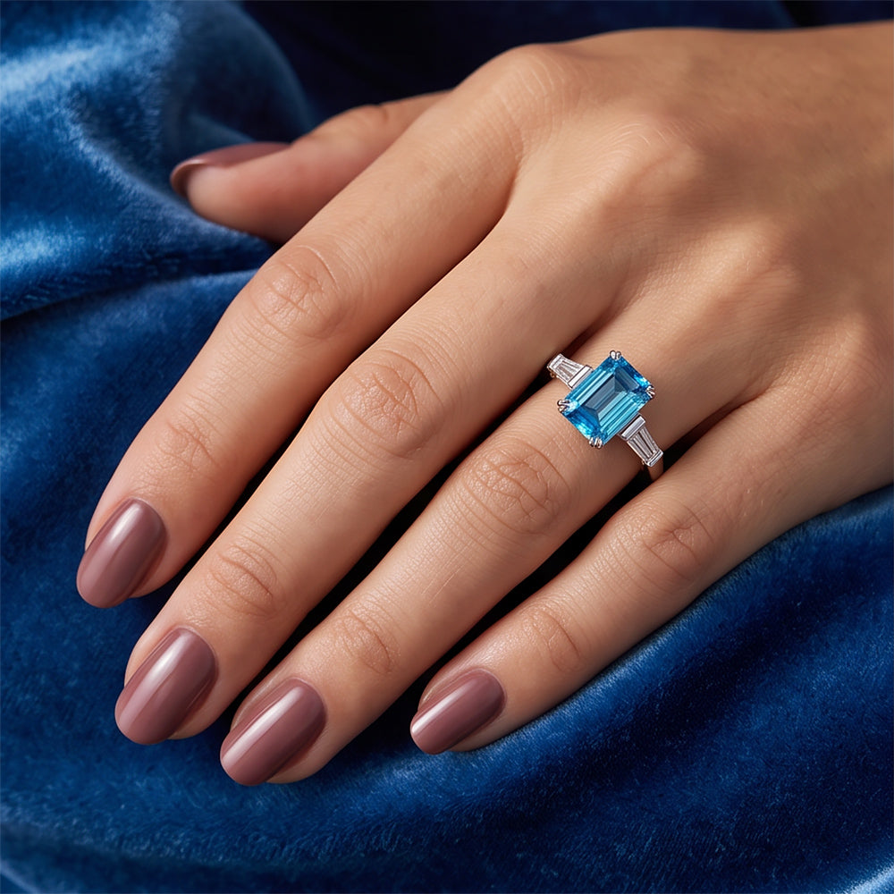 Carmen, a Blue Lab Diamond Trilogy Ring - Victoria's Jewellery