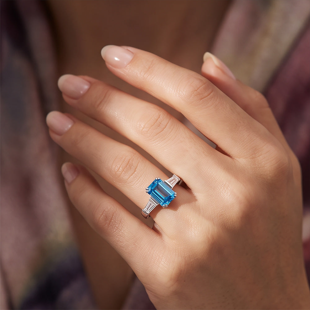 Carmen, a Blue Lab Diamond Trilogy Ring - Victoria's Jewellery