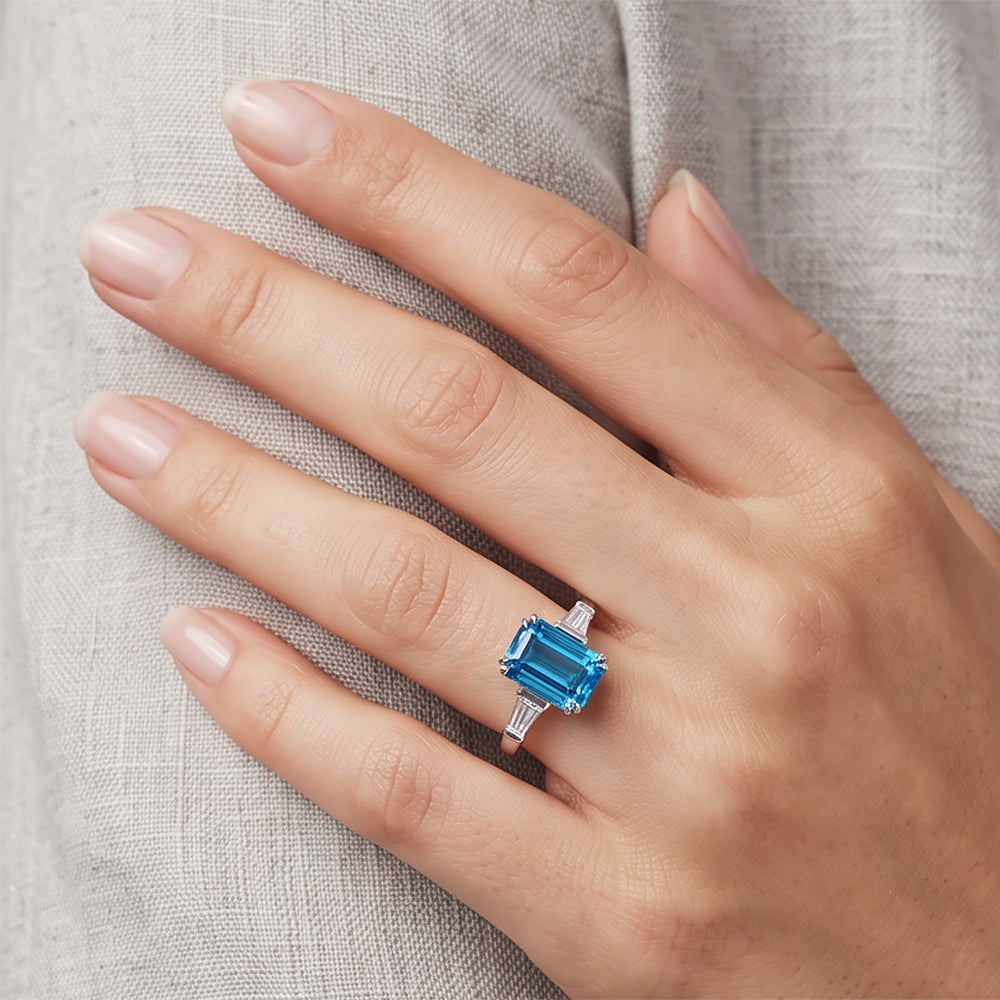 Carmen, a Blue Lab Diamond Trilogy Ring - Victoria's Jewellery