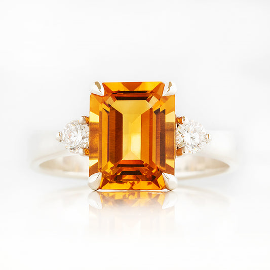 Vivian, Citrine and Lab Diamond Ring