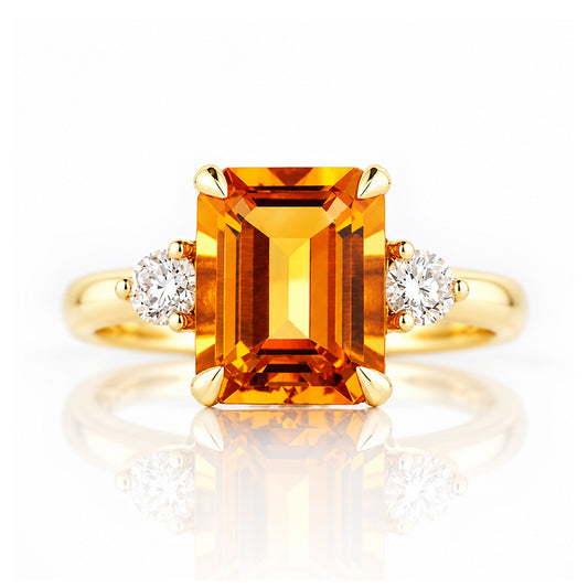 Vivian, Citrine and Lab Diamond Ring