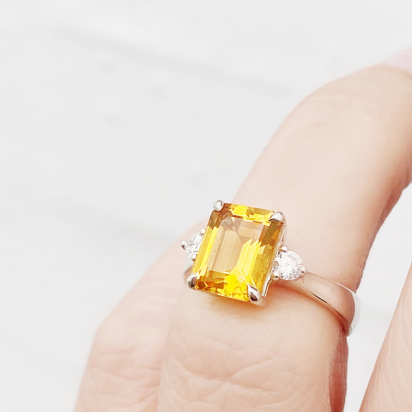 Vivian, Citrine and Lab Diamond Ring
