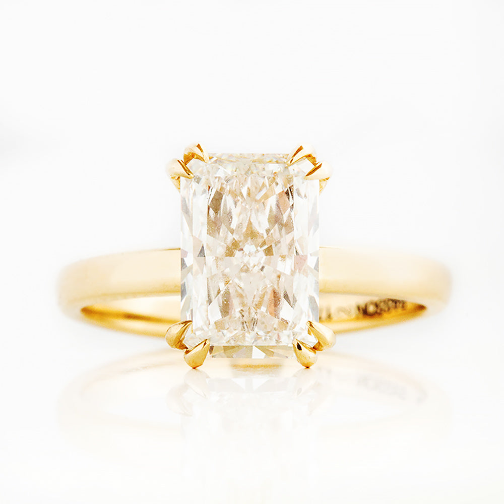Jolindie, Hidden Halo Radiant cut Lab Diamond Ring