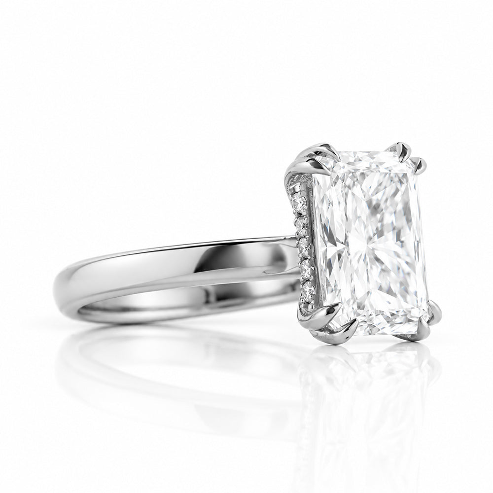 Jolindie, Hidden Halo Radiant cut Lab Diamond Ring - Victoria's Jewellery