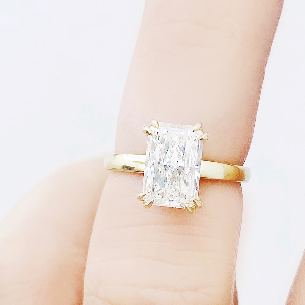 Jolindie, Hidden Halo Radiant cut Lab Diamond Ring