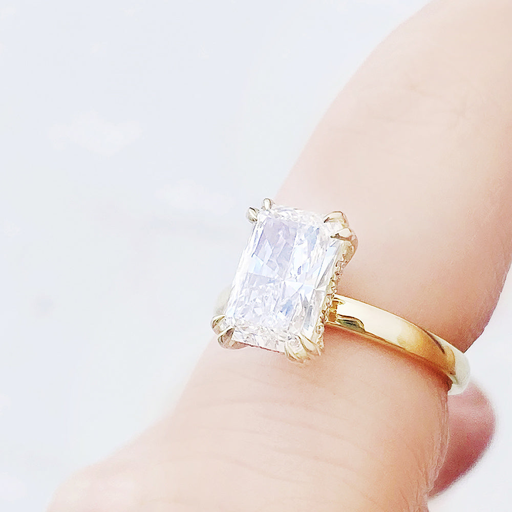 Jolindie, Hidden Halo Radiant cut Lab Diamond Ring