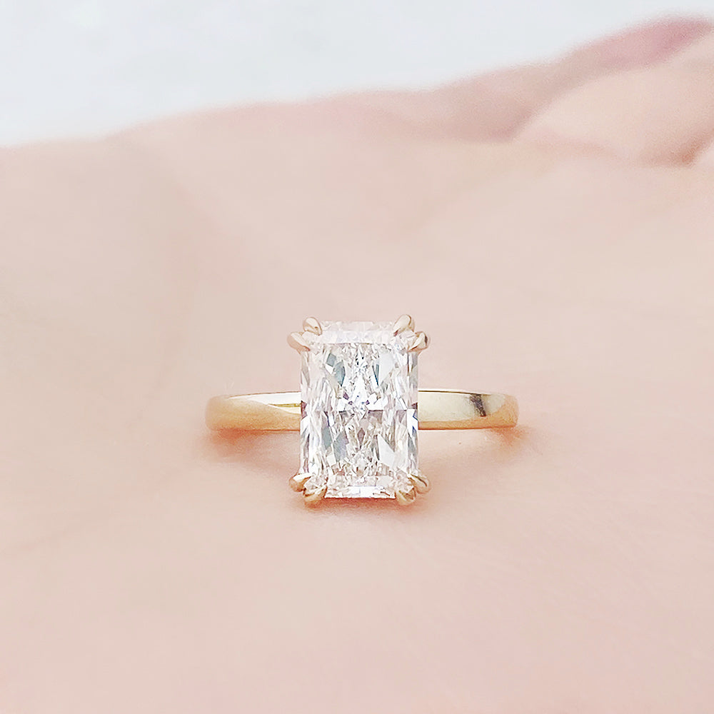 Jolindie, Hidden Halo Radiant cut Lab Diamond Ring