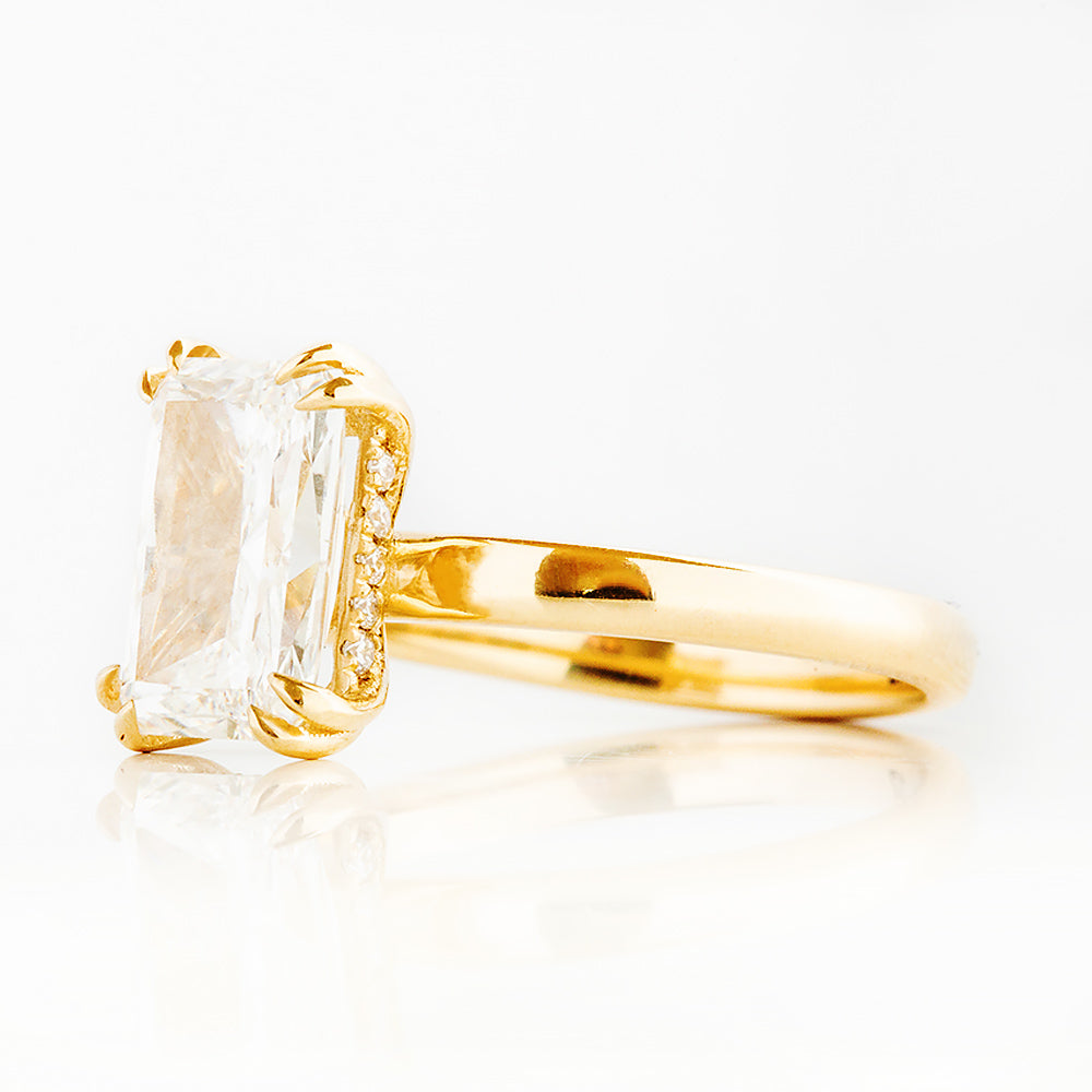 Jolindie, Hidden Halo Radiant cut Lab Diamond Ring
