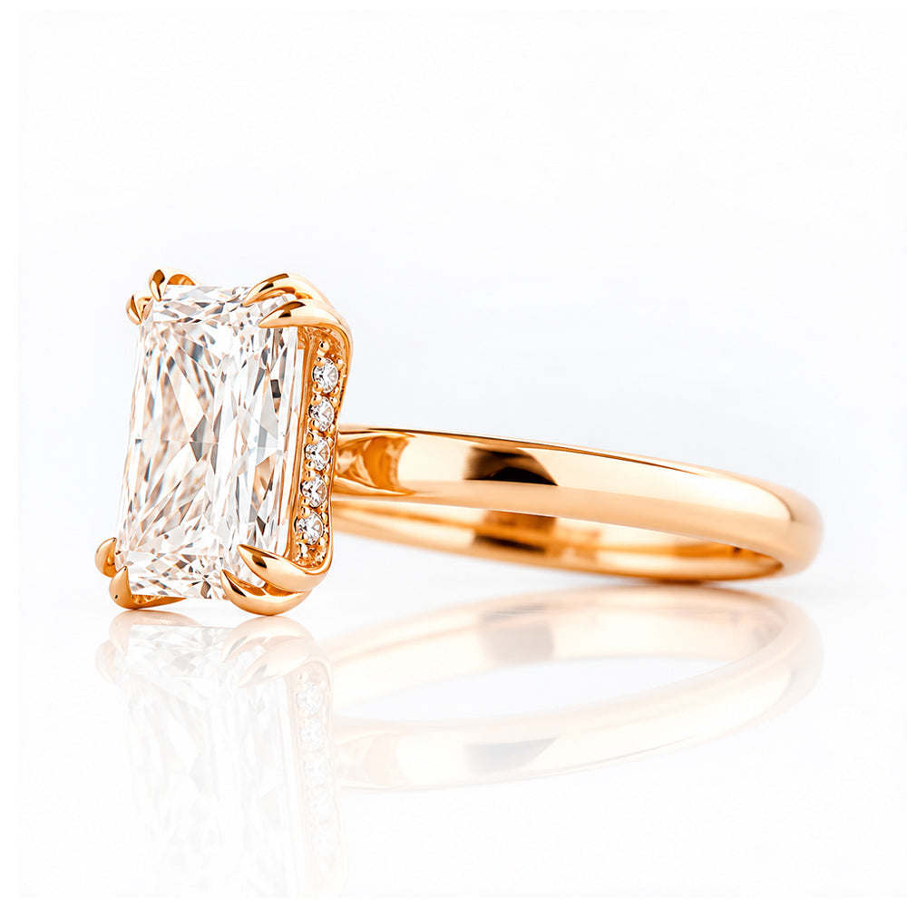 Jolindie, Hidden Halo Radiant cut Lab Diamond Ring - Victoria's Jewellery