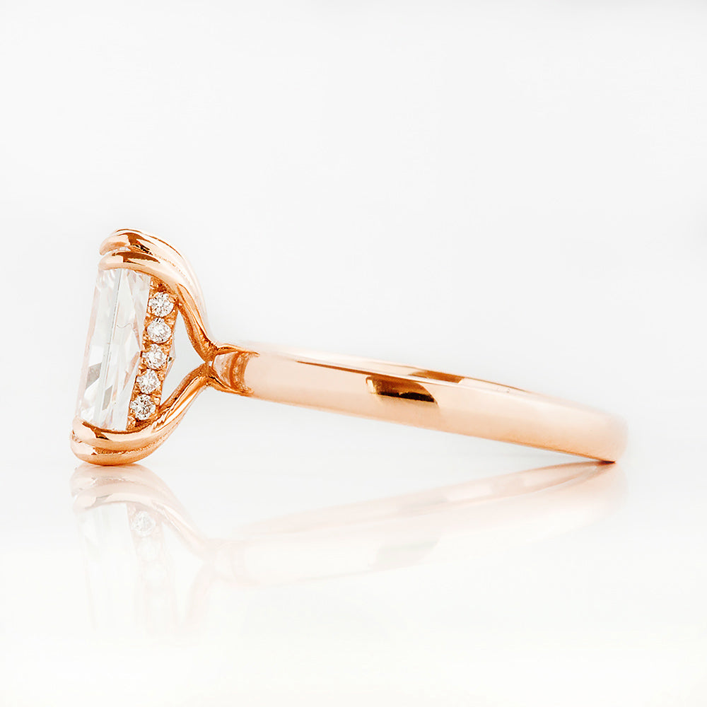 Jolindie, Hidden Halo Radiant cut Lab Diamond Ring