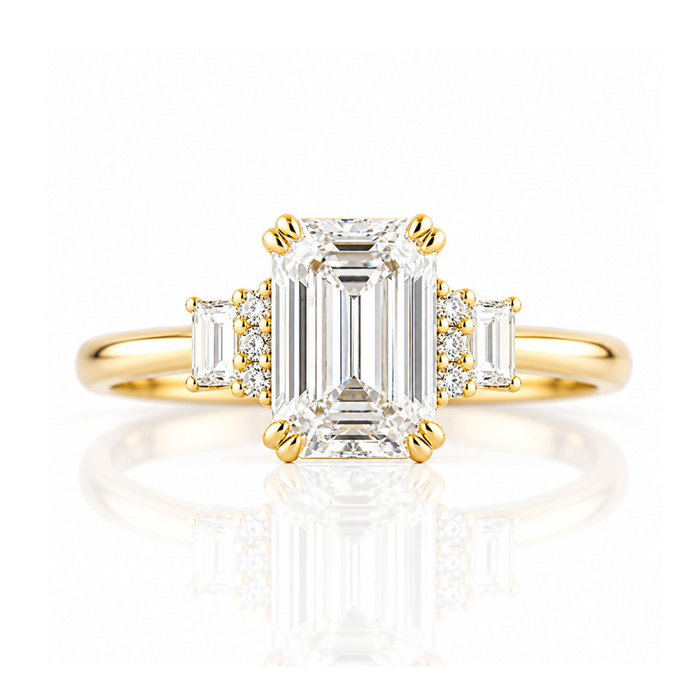 Faith, an Emerald cut Vintage Style Lab Diamond Ring - Victoria's Jewellery