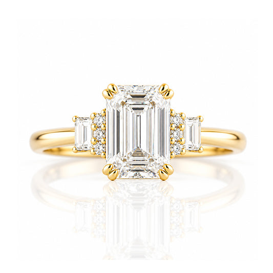 Faith, an Emerald cut Vintage Style Lab Diamond Ring - Victoria's Jewellery
