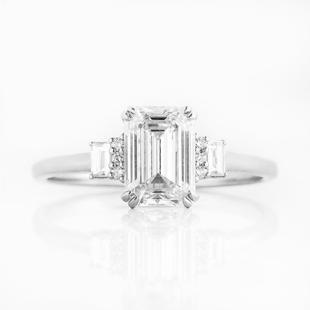 Faith, an Emerald cut Vintage Style Lab Diamond Ring