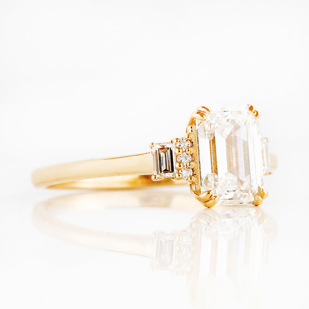 Faith, an Emerald cut Vintage Style Lab Diamond Ring
