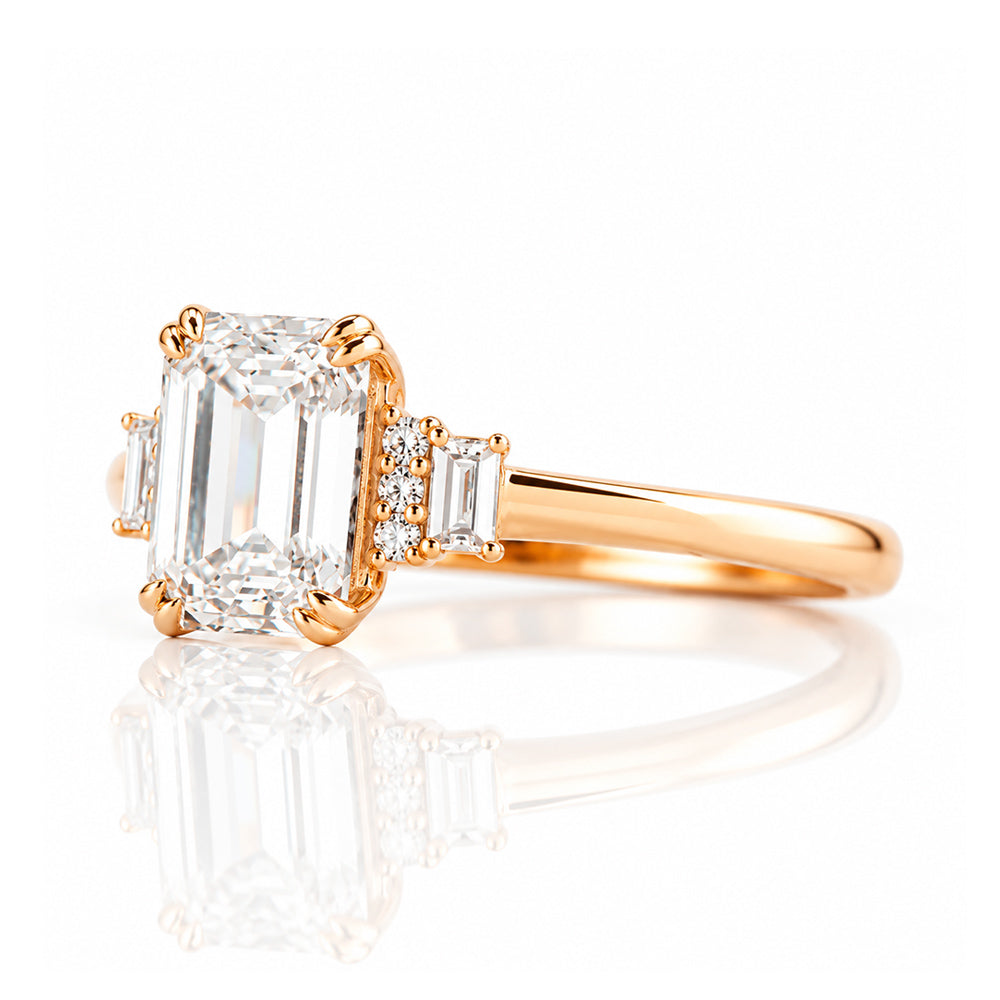 Faith, an Emerald cut Vintage Style Lab Diamond Ring - Victoria's Jewellery