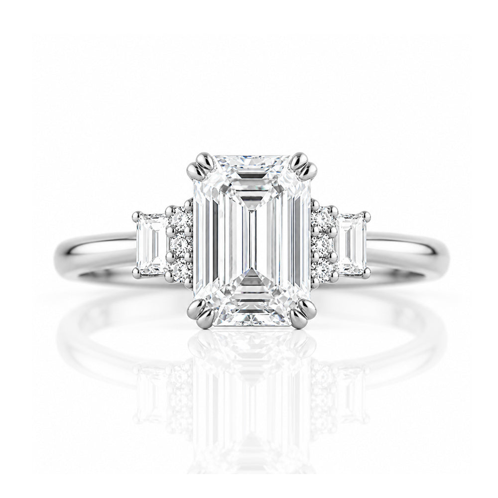 Faith, an Emerald cut Vintage Style Lab Diamond Ring - Victoria's Jewellery