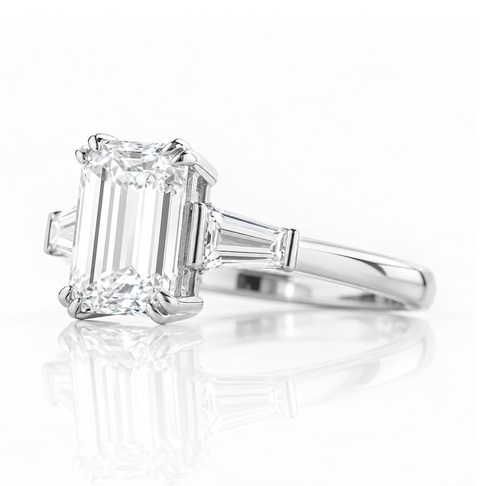 Carmen, an Emerald cut Trilogy Ring - Victoria's Jewellery