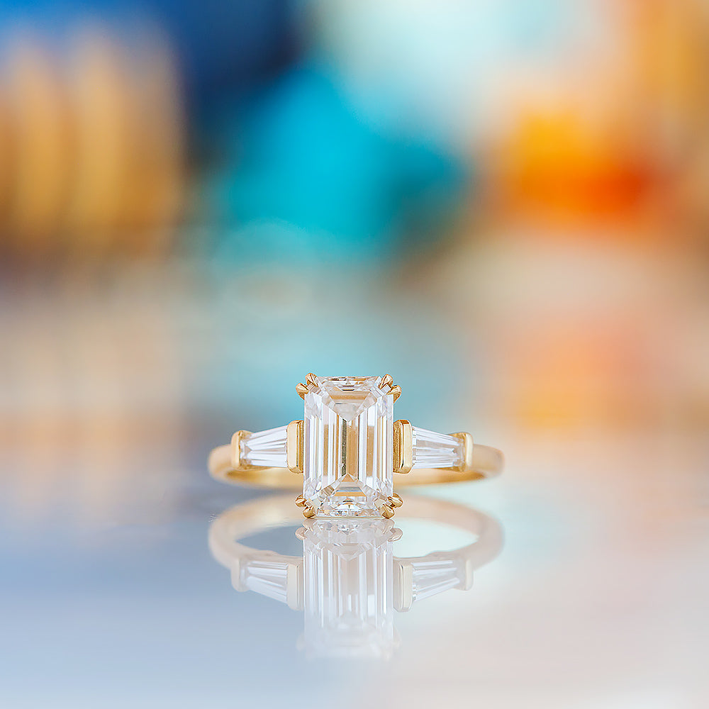 Carmen, an Emerald cut Trilogy Ring - Victoria's Jewellery