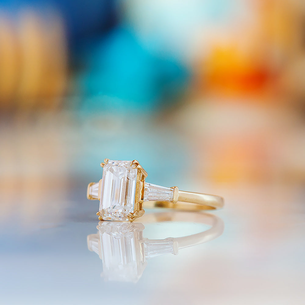Carmen, an Emerald cut Trilogy Ring - Victoria's Jewellery